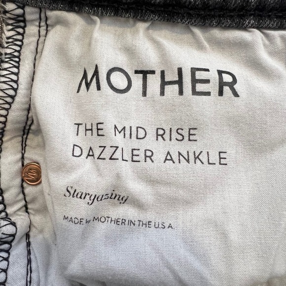 Mother The Dazzler Ankle Stargazing Jeans Dark Wash Mid Rise Straight Leg Sz 25 - Picture 2 of 10